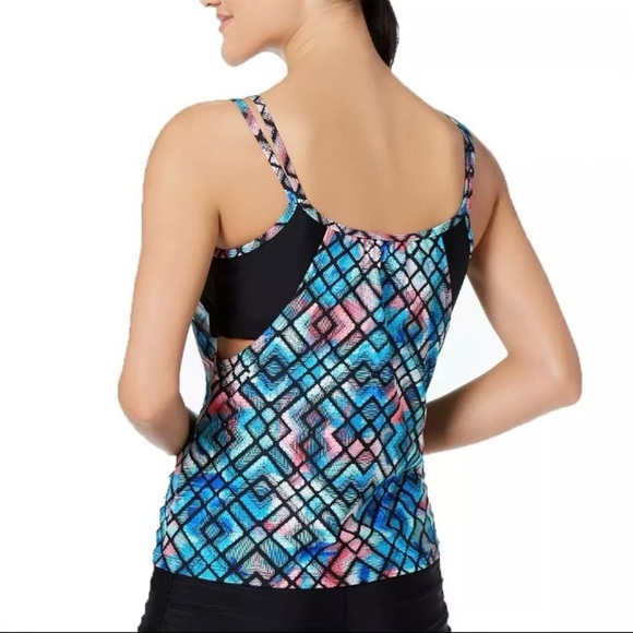 Go by Gossip Multi Light The Way Printed Layered Tankini Top Size Small - Picture 2 of 10